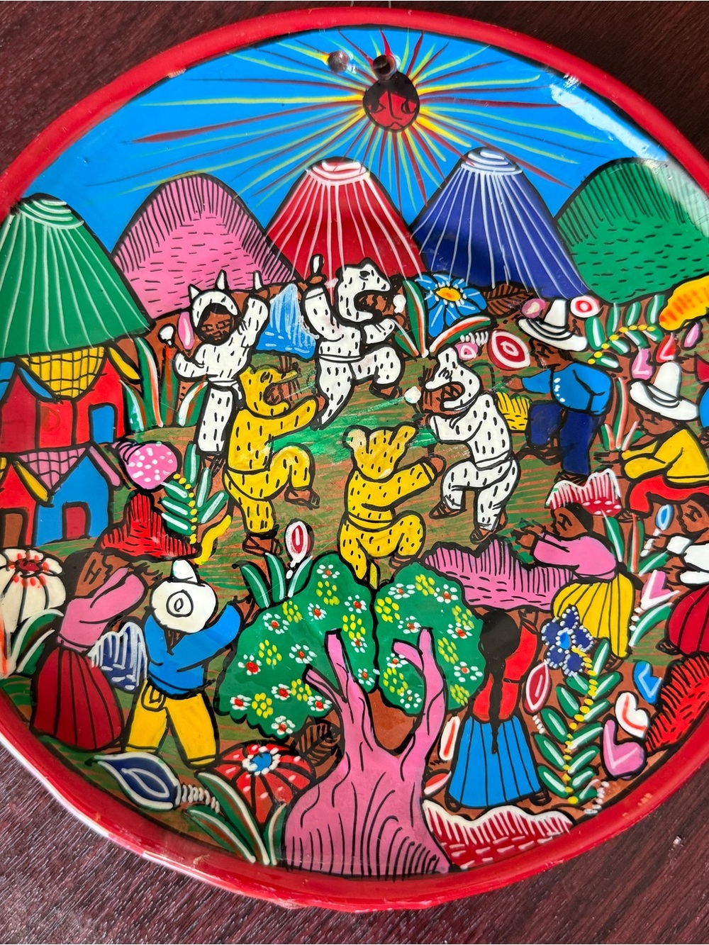 Mexican Folk Art Plate Pottery Ceramic Farm Life Wall Art Decor Isidro Terra Cot - Picture 6 of 7